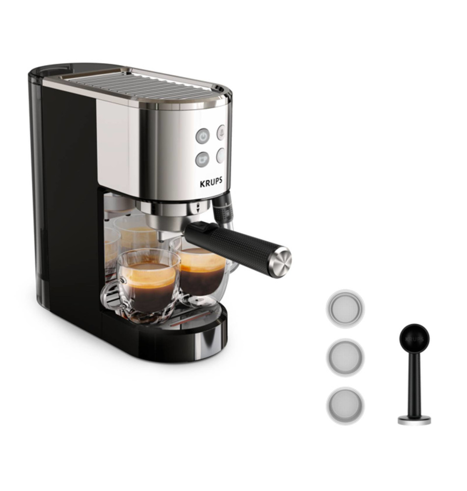 Máquina de Café Manual KRUPS Virtuoso+ (1L - 15 Bares - Preto Inox)