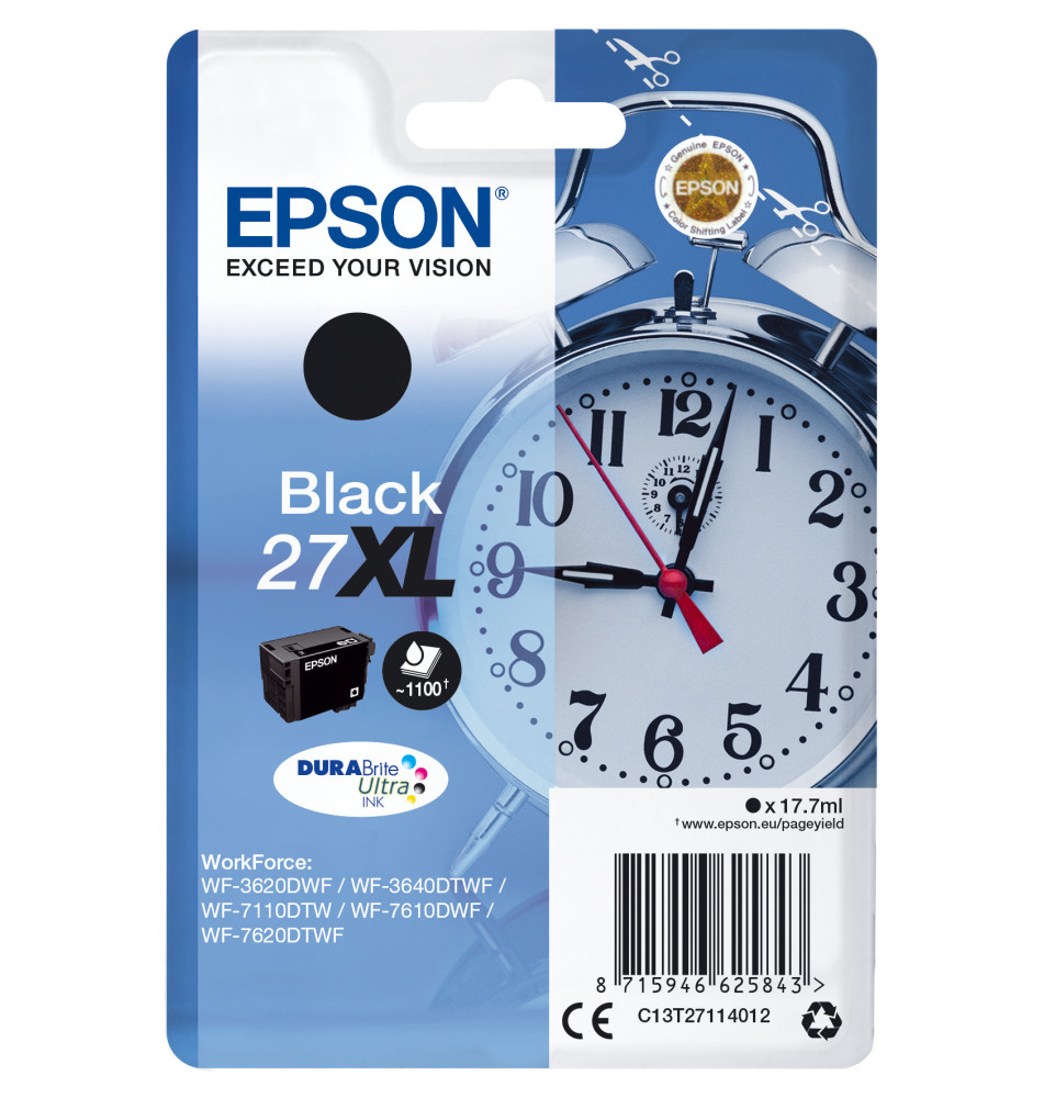Tinteiro EPSON 27XL DURABrite Ultra Ink (17,7ml - 1100 páginas - Preto)
