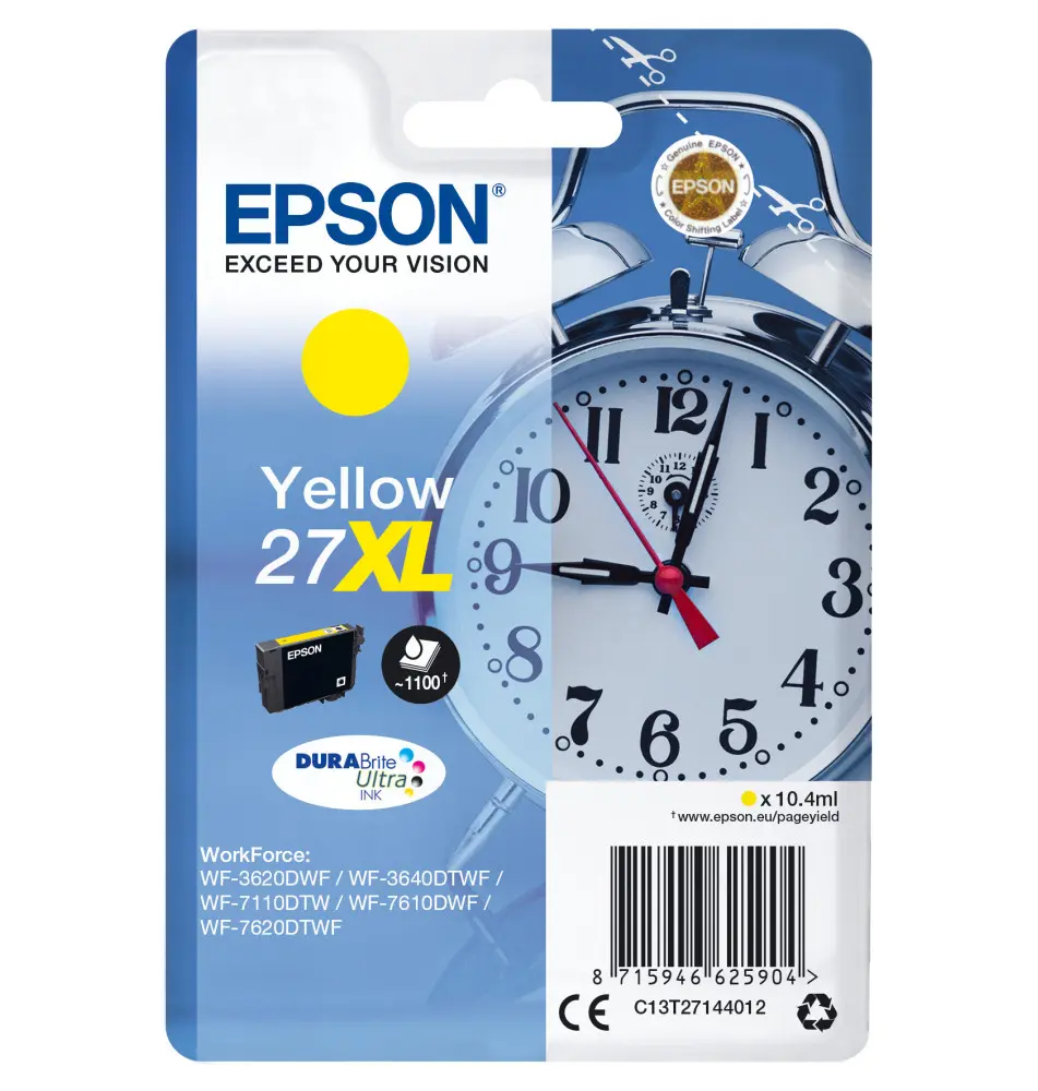 Tinteiro EPSON 27XL DURABrite Ultra Ink (10,4ml - 1100 páginas - Amarelo)