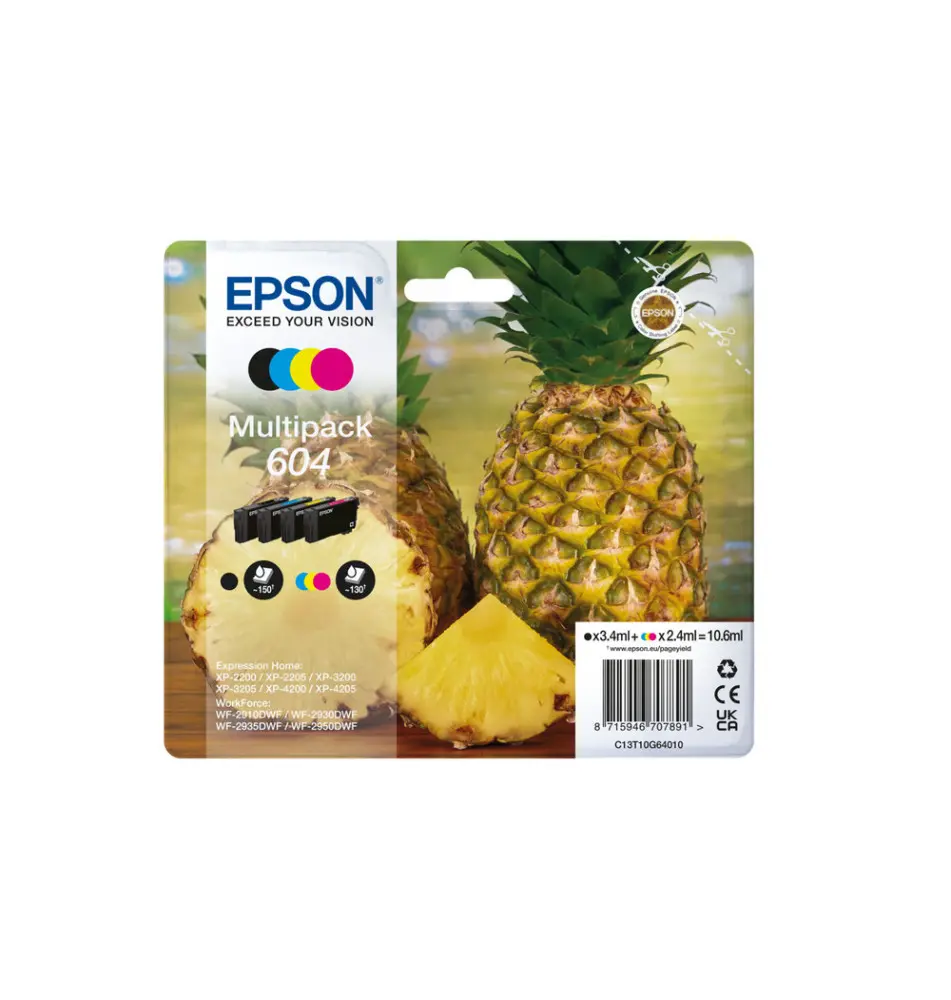 Tinteiro EPSON Multipack 604 (3,4ml preto - 2,4ml cor - 150 páginas)