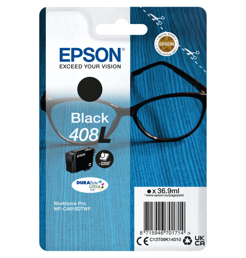 Tinteiro EPSON 408L DURABrite Ultra Ink (36,9ml - 2200 páginas - Preto)