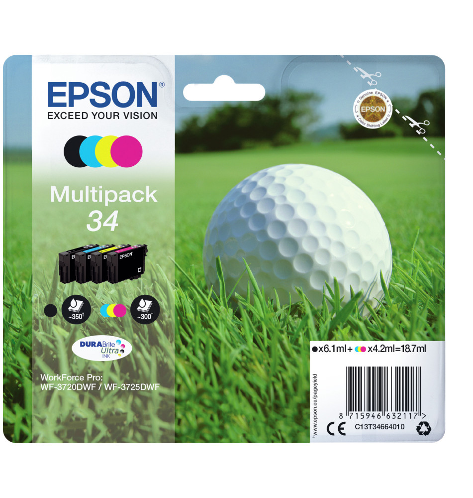 Tinteiro EPSON Multipack 34 DURABrite Ultra Ink (6,1ml - 12,6ml - 350 300 páginas)