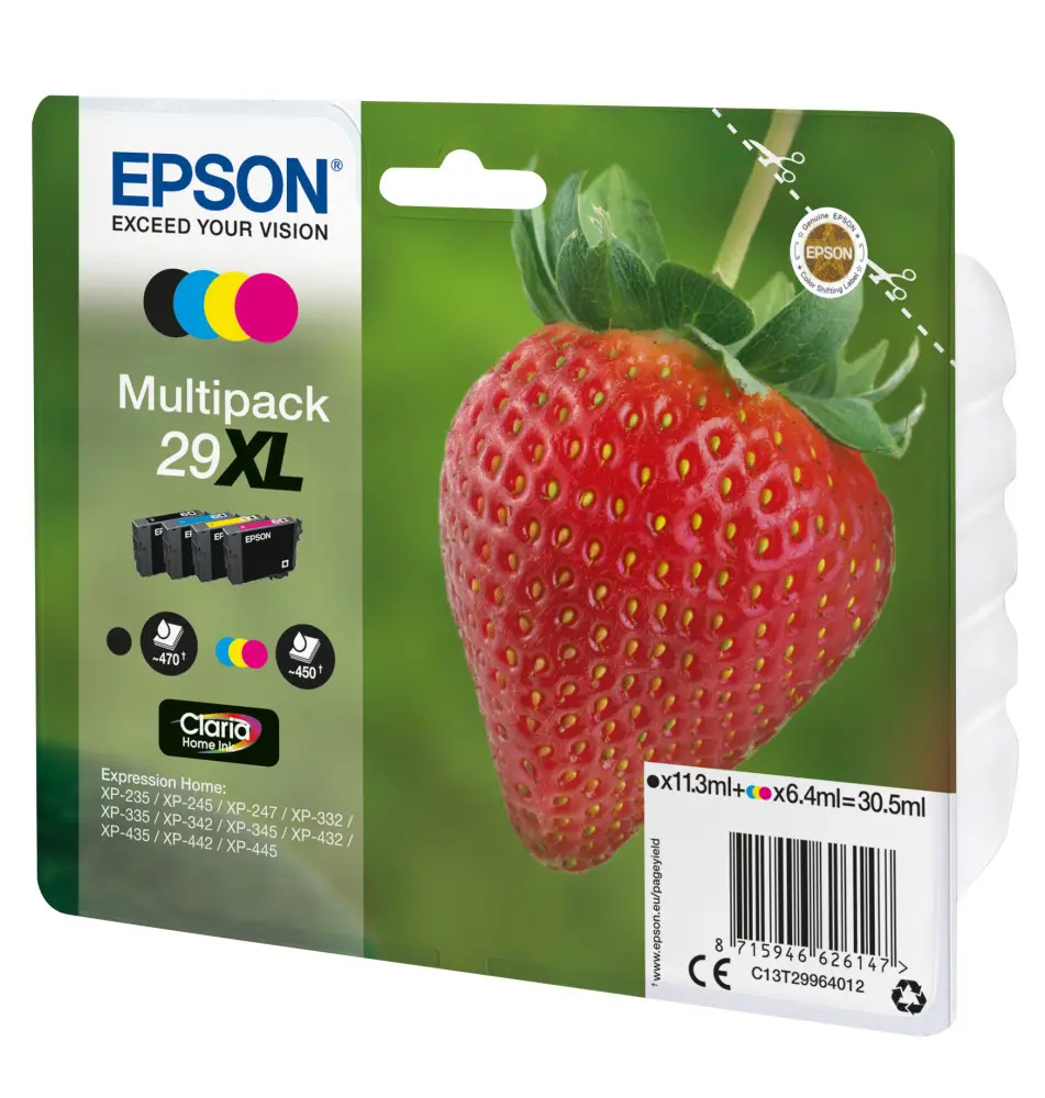 Tinteiro EPSON Multipack 29XL Claria Home Ink (11,3ml Preto - 19,3ml Cor - 470 450 páginas)