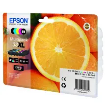 Tinteiro EPSON Multipack 33XL (12,2ml Preto - 26,7ml Cores - 8,1ml Foto Preto)