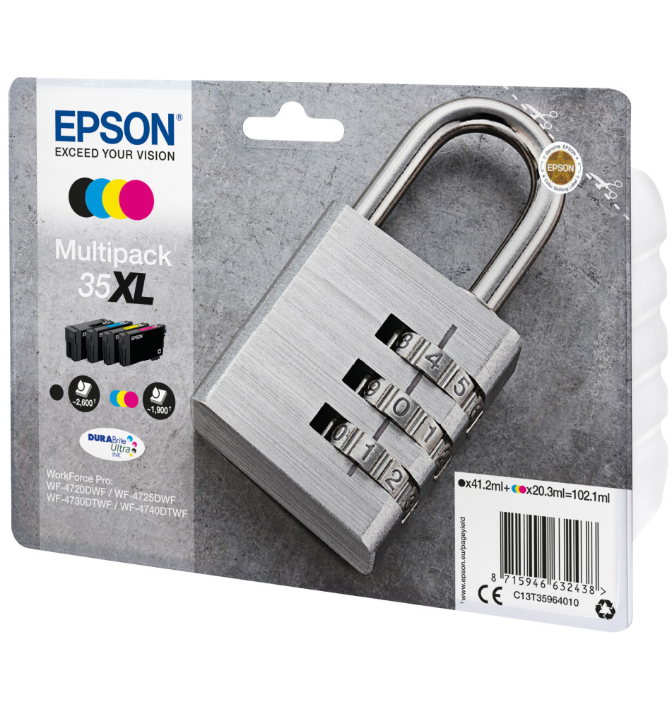 Tinteiro EPSON Multipack 35XL DURABrite Ultra Ink (41,2ml Preto - 60,9ml Cor - 2600 1900 páginas)