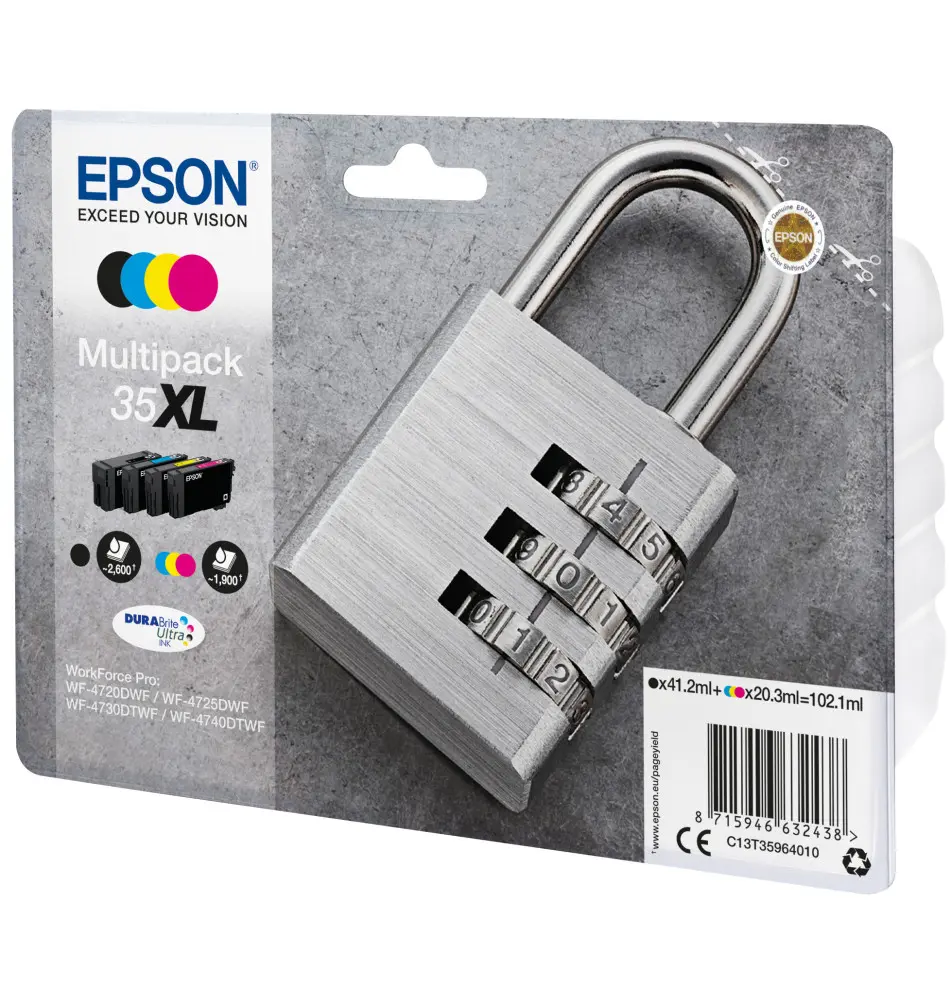 Tinteiro EPSON Multipack 35XL DURABrite Ultra Ink (41,2ml Preto - 60,9ml Cor - 2600 1900 páginas)
