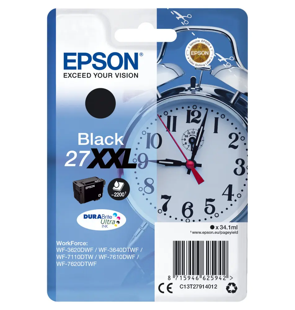 Tinteiro EPSON 27XXL DURABrite Ultra Ink (34,1ml - 2200 páginas - Preto)