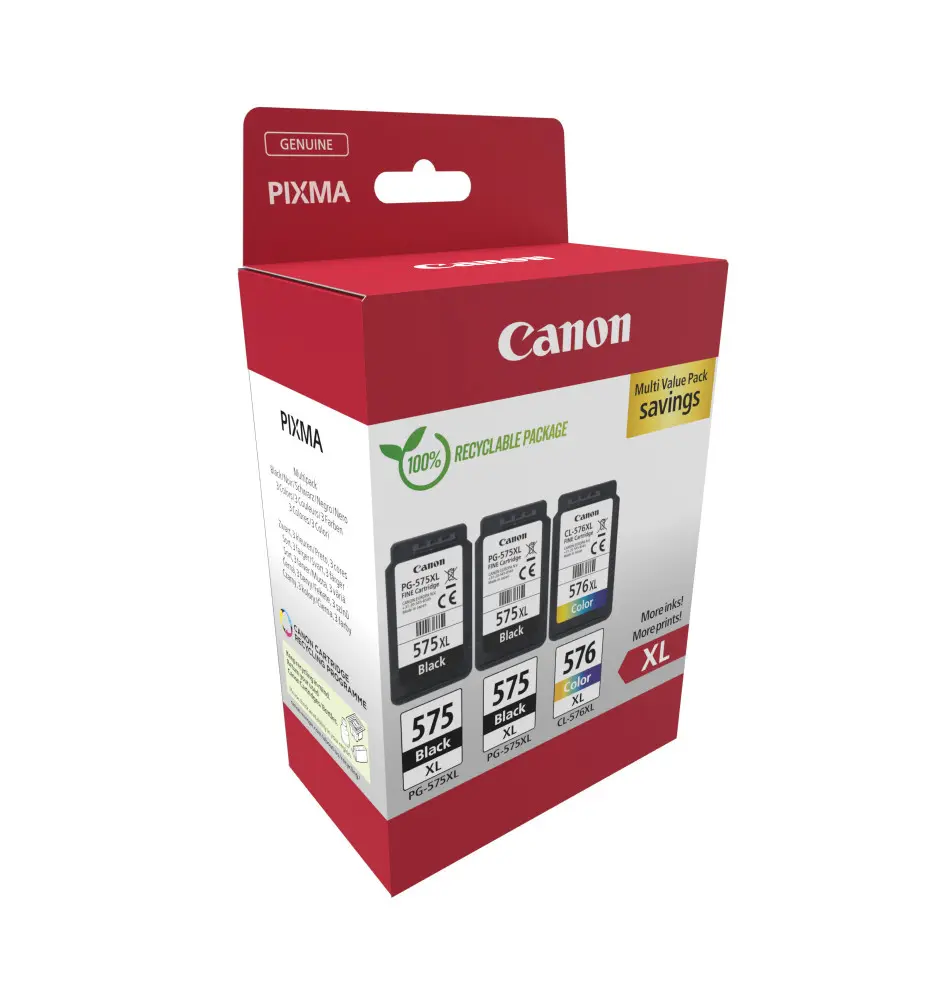 Tinteiro CANON 575XL x2 576XL (15ml Preto - 12,6ml Cor - Preto Ciano Magenta Amarelo)