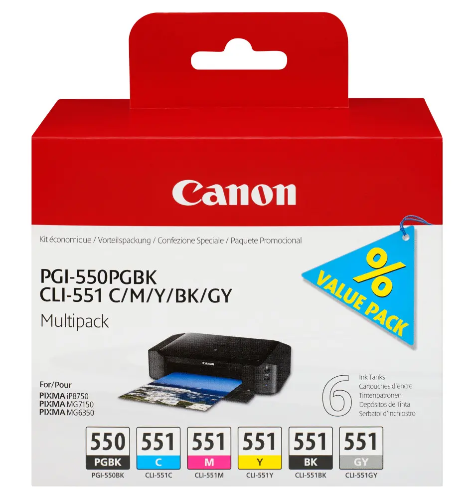 Tinteiro CANON 6496B005 (15ml Preto - 28ml Cor 7ml Preto Fotográfico - Preto Preto Fotográfico C M Y GY)
