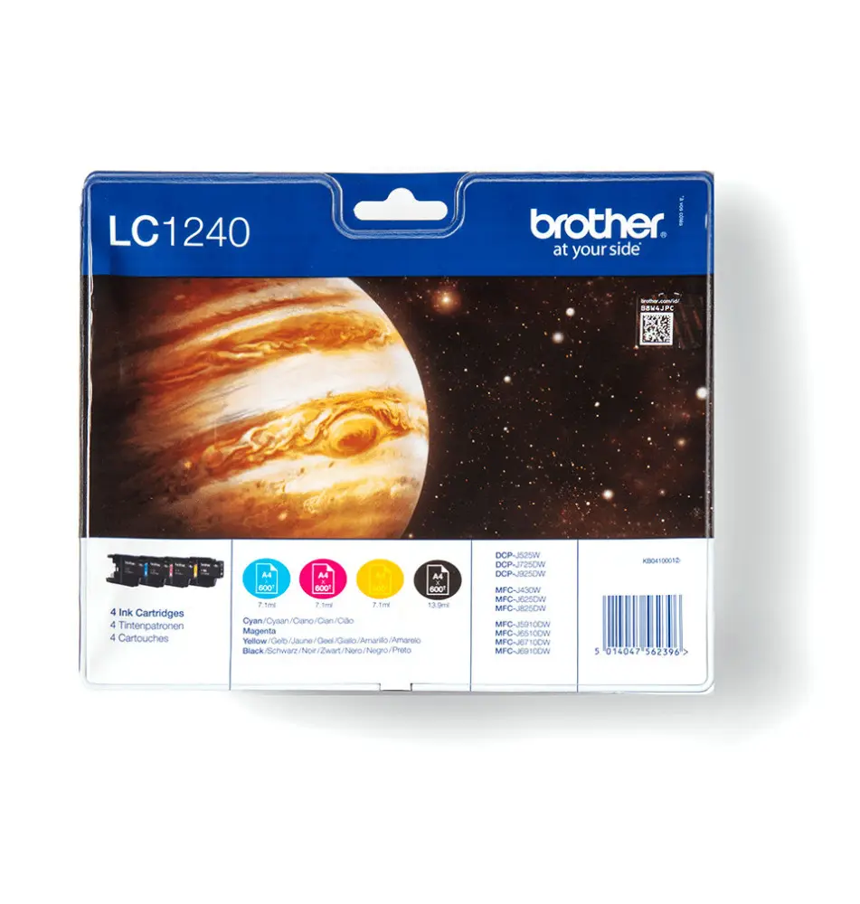 Tinteiro BROTHER LC1240 (13,9ml 21,3ml Preto Cores - 600 1800 páginas Preto Cores - Preto Ciano Magenta Amarelo)
