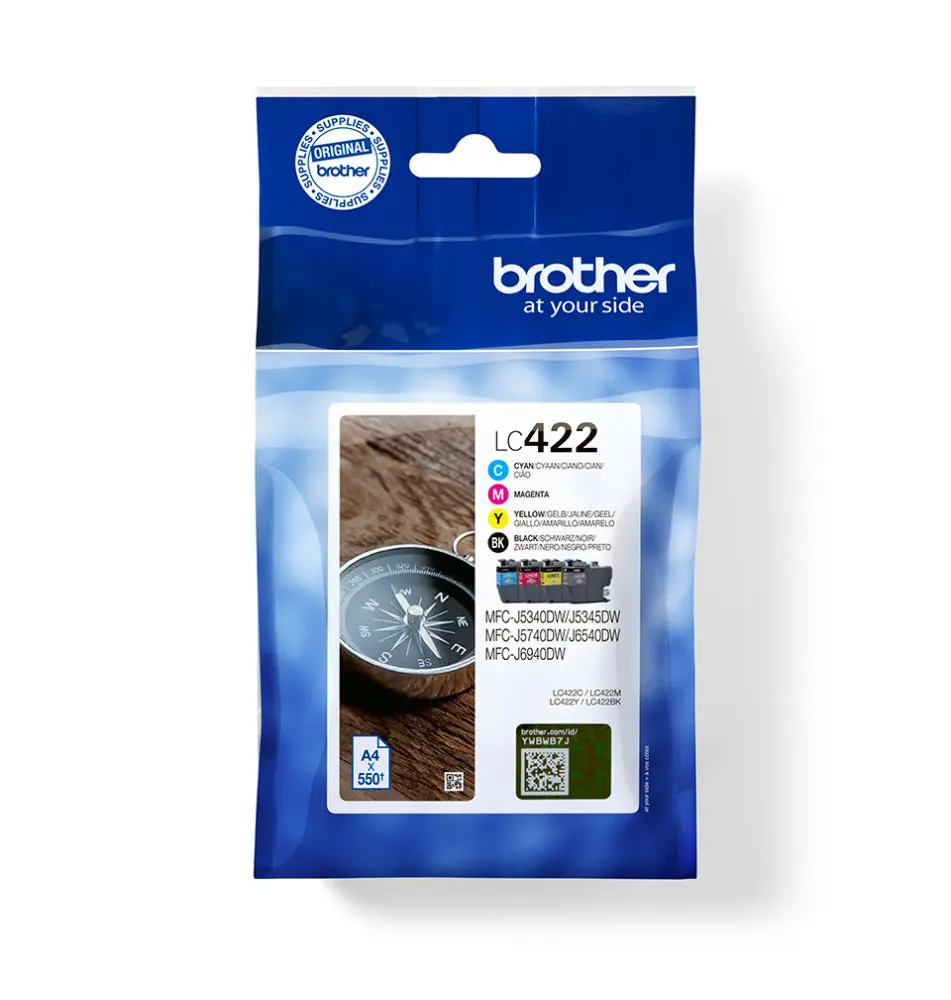 Tinteiro BROTHER LC422 (550 páginas - A4 - Preto Ciano Magenta Amarelo)