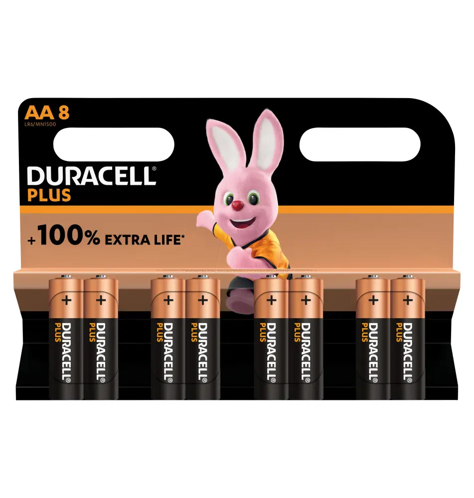 Pilhas DURACELL Plus (AA - 1,5V - 8 Unidades)