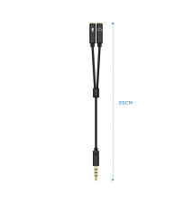 Adaptador de Áudio AISENS A128-0416 (3,5mm x2 Fêmea - 3,5mm Macho - 0,25m)