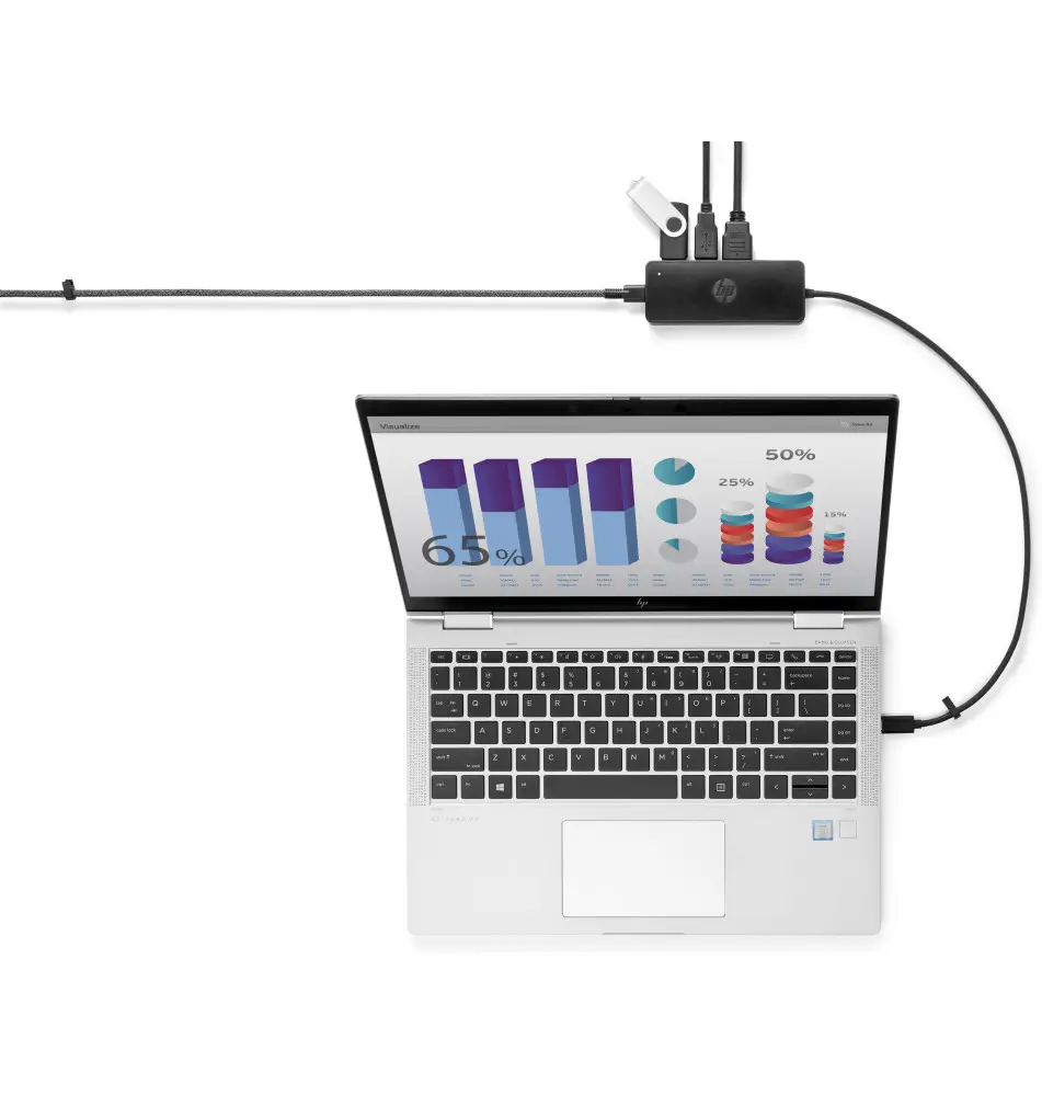 Hub de Viagem HP 235N8AA (VGA HDMI USB USB-C - Fêmea - Preto)