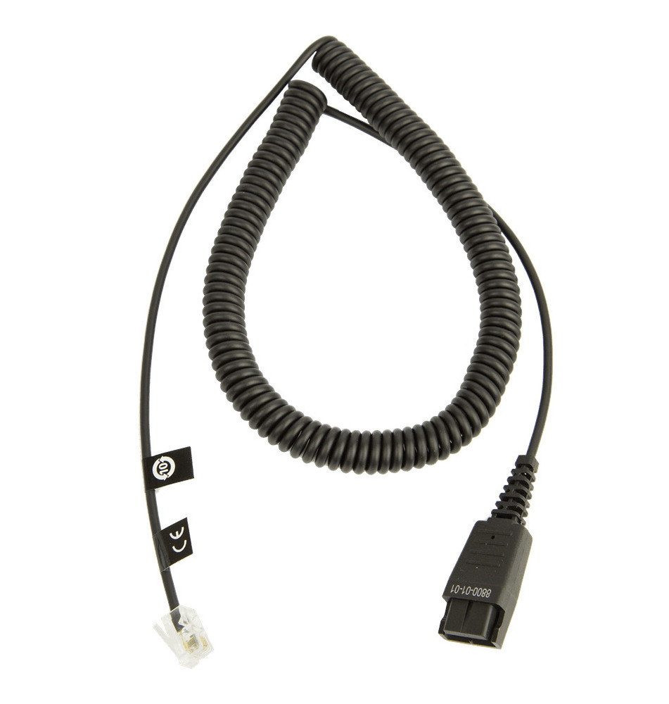Cabo para Auscultadores JABRA Quick Disconnect (QD RJ-10 - 2m - Preto)