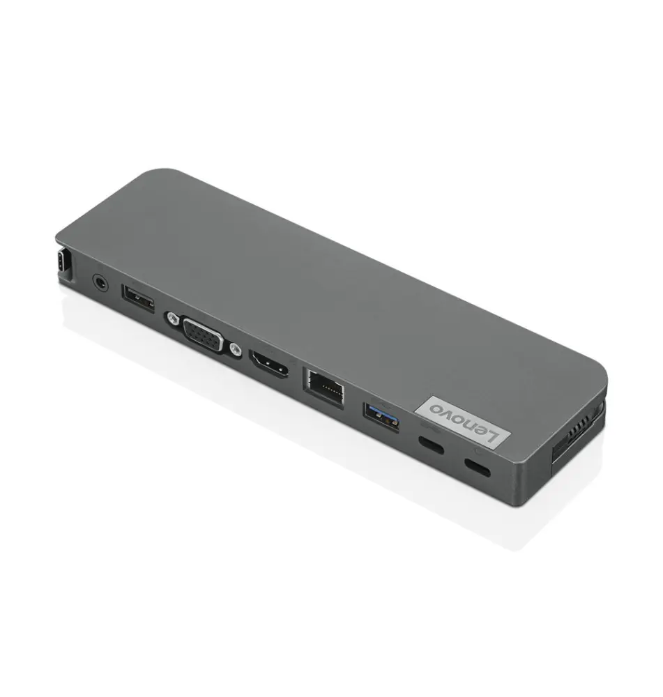 Mini Docking Station LENOVO (USB HDMI VGA RJ-45 3,5mm USB-C - 65W - Cinzento)