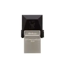Pen Drive KINGSTON TECHNOLOGY DataTraveler microDuo (64GB - USB-A Micro-USB - Preto)