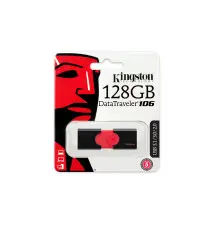 Pen Drive KINGSTON DataTraveler 106 (128GB - 130MB s - Preto Vermelho)