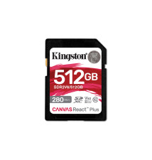 Cartão de Memória SD KINGSTON TECHNOLOGY Canvas React Plus 512GB (Classe 10 - UHS-II - 280MB s)