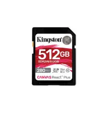 Cartão de Memória SD KINGSTON TECHNOLOGY Canvas React Plus 512GB (Classe 10 - UHS-II - 280MB s)