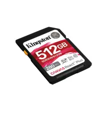Cartão de Memória SD KINGSTON TECHNOLOGY Canvas React Plus 512GB (Classe 10 - UHS-II - 280MB s)