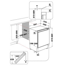 Frigorífico WHIRLPOOL WBUL021 (Encastre - 144L - Branco)