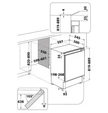Frigorífico WHIRLPOOL WBUL021 (Encastre - 144L - Branco)
