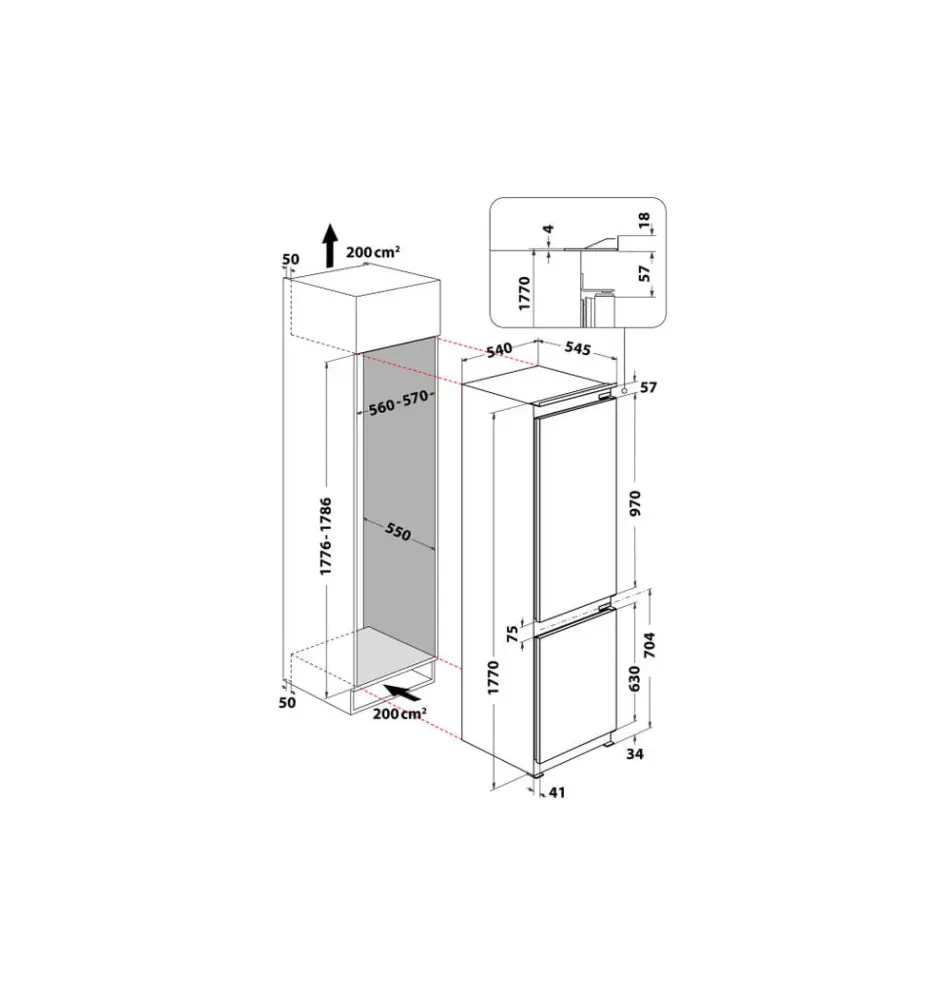 Frigorífico Combinado WHIRLPOOL ART6711SF2 (Encastre - 273L - Branco)