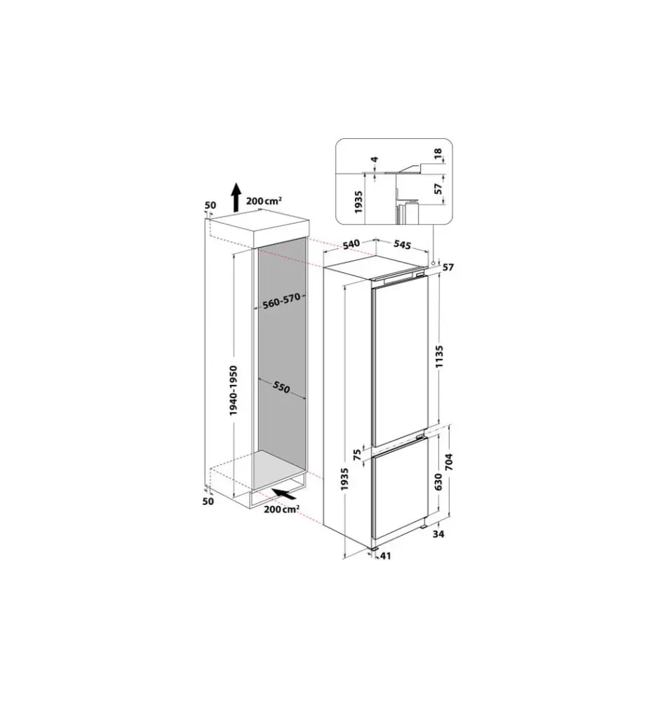 Frigorífico Combinado WHIRLPOOL ART9811SF2 (Encastre - 306L - Branco)