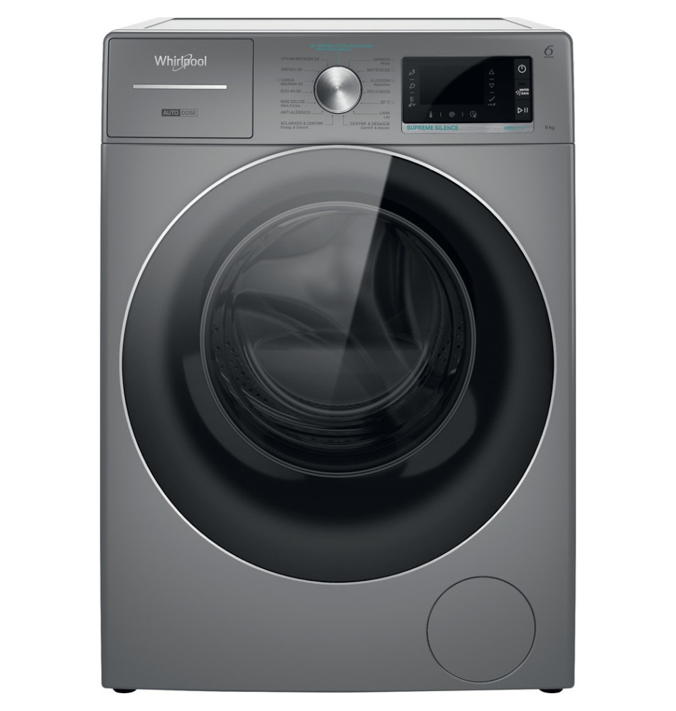 Máquina de Lavar Roupa WHIRLPOOL W8W946SRSPT (Independente - 9Kg - Prateado)