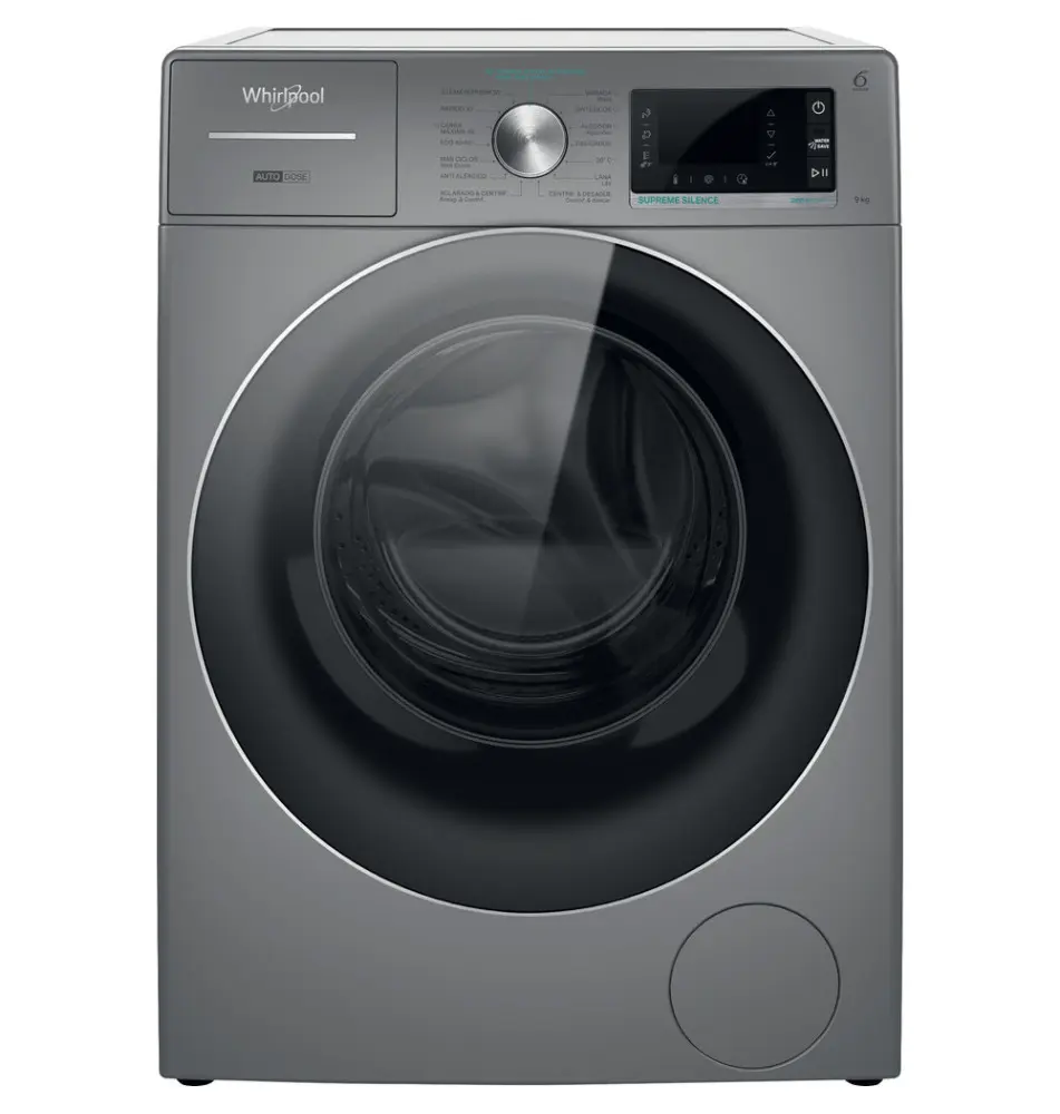 Máquina de Lavar Roupa WHIRLPOOL W8W946SRSPT (Independente - 9Kg - Prateado)