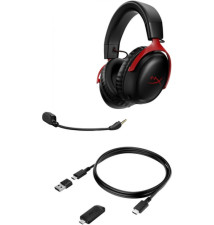 Headset HYPERX Cloud III (Wireless - Binaural - Preto/Vermelho)