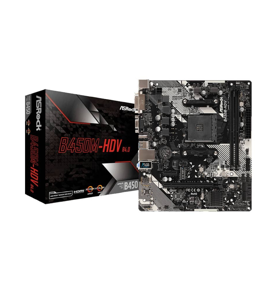 Motherboard ASROCK B450M-HDV R4.0 (DDR4-SDRAM - 128Mbit - PCI Express 3.0)