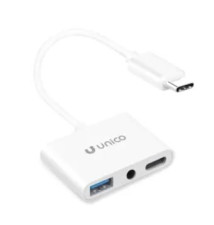 Base e Duplicador de Portas UNICO AD1419 (USB-A - USB-C - 3.5mm)