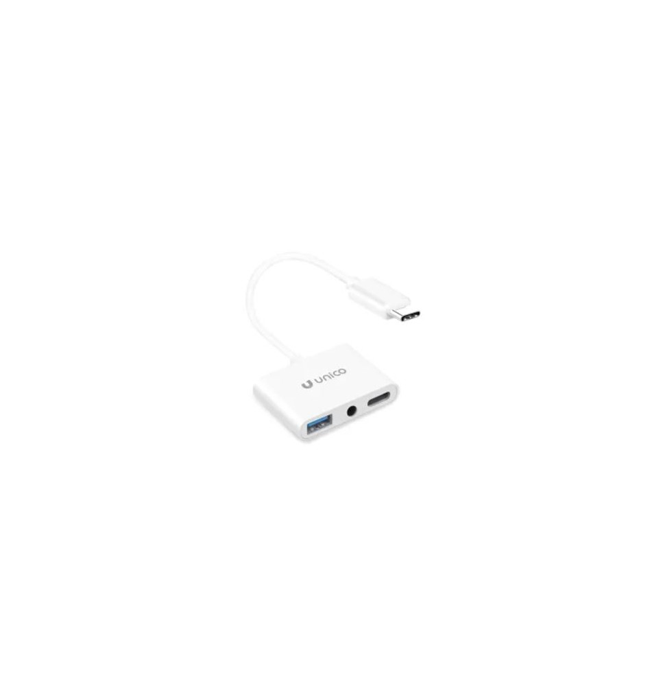Base e Duplicador de Portas UNICO AD1419 (USB-A - USB-C - 3.5mm)