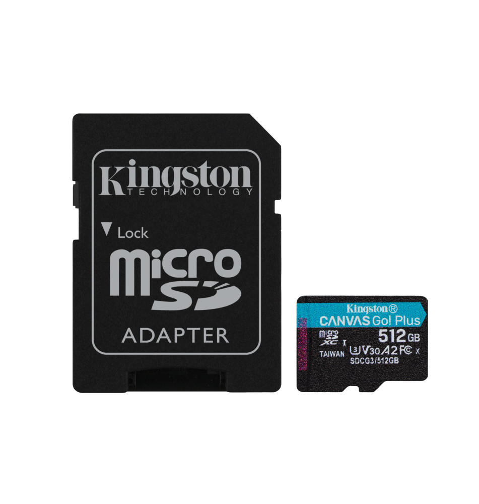 Cartão de Memória MicroSD KINGSTON Canvas Go! Plus (512GB - Classe 10 - UHS-I)