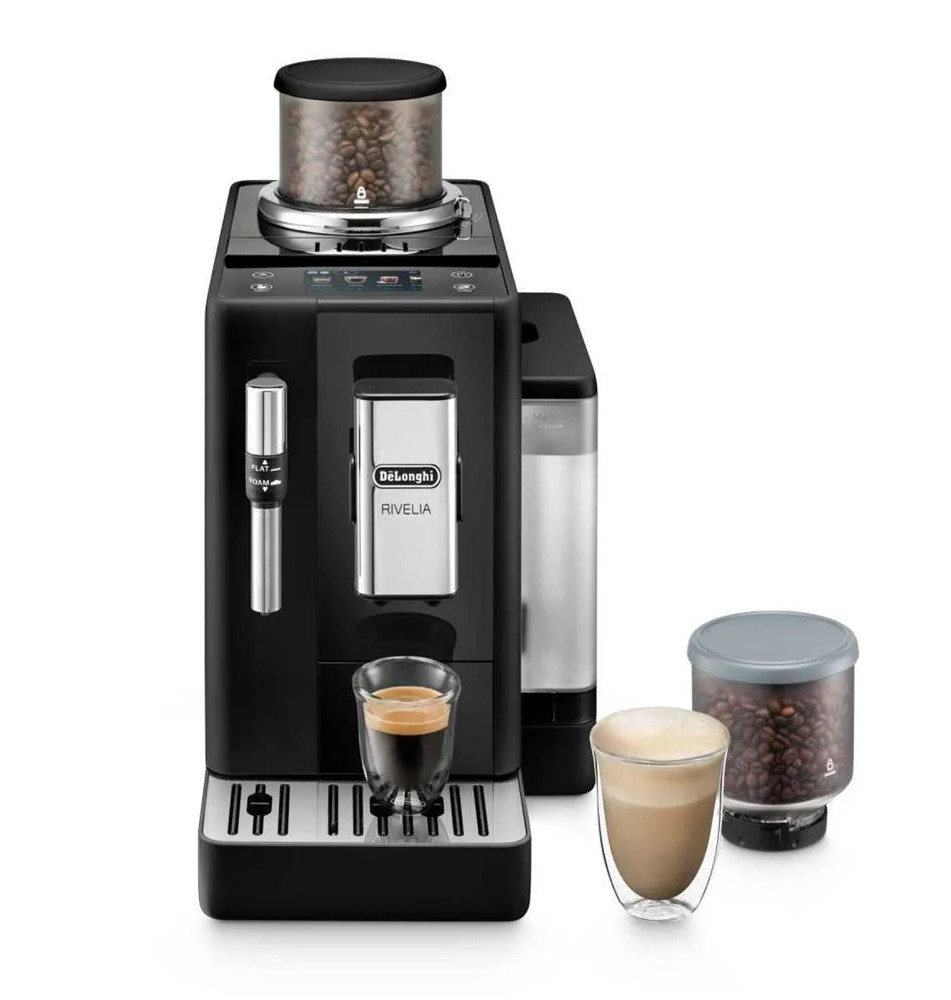 Máquina de Café Automática DELONGHI Rivelia (1.4L - 1450W - Preto/Inox)