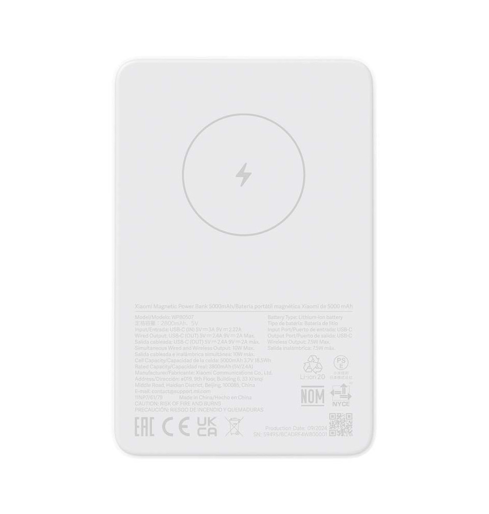 Powerbank Magnética XIAOMI (5000mAh - Magsafe - Branco)