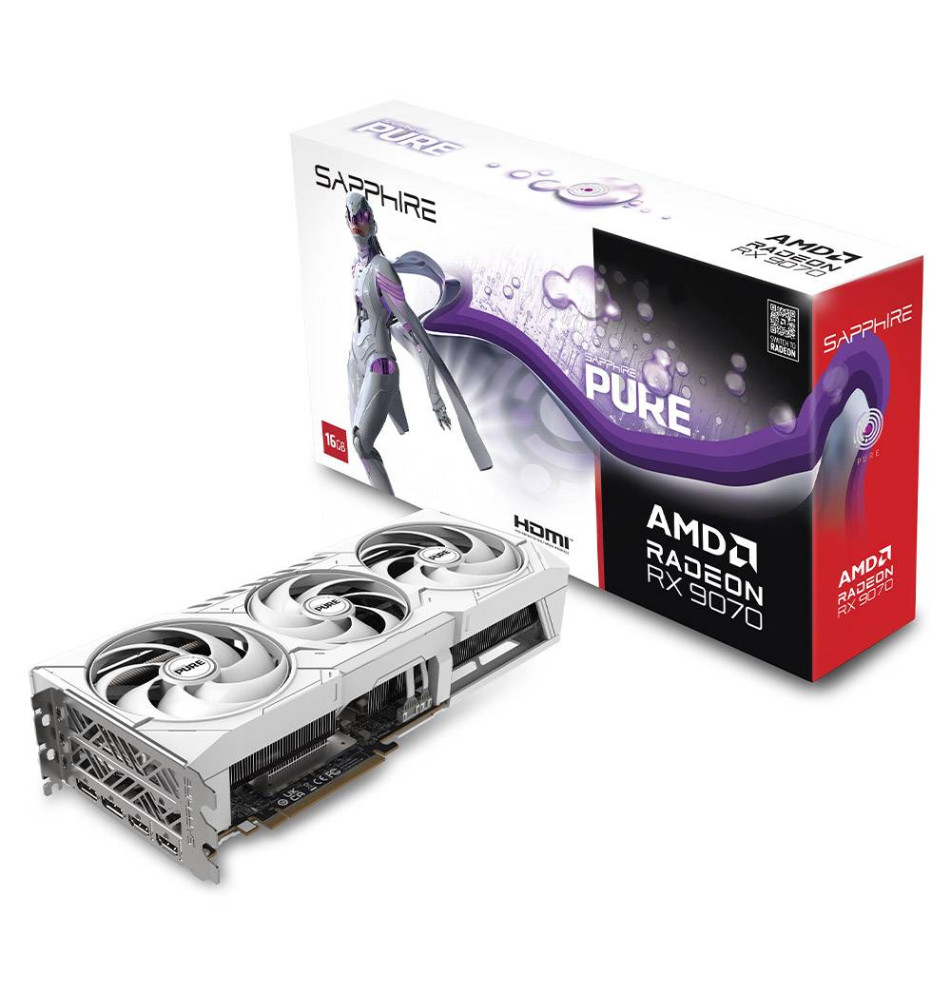 Placa Gráfica SAPPHIRE Radeon RX 9070 PURE OC 16G (GDDR6 - 256Bit - PCI Express x16 5.0)