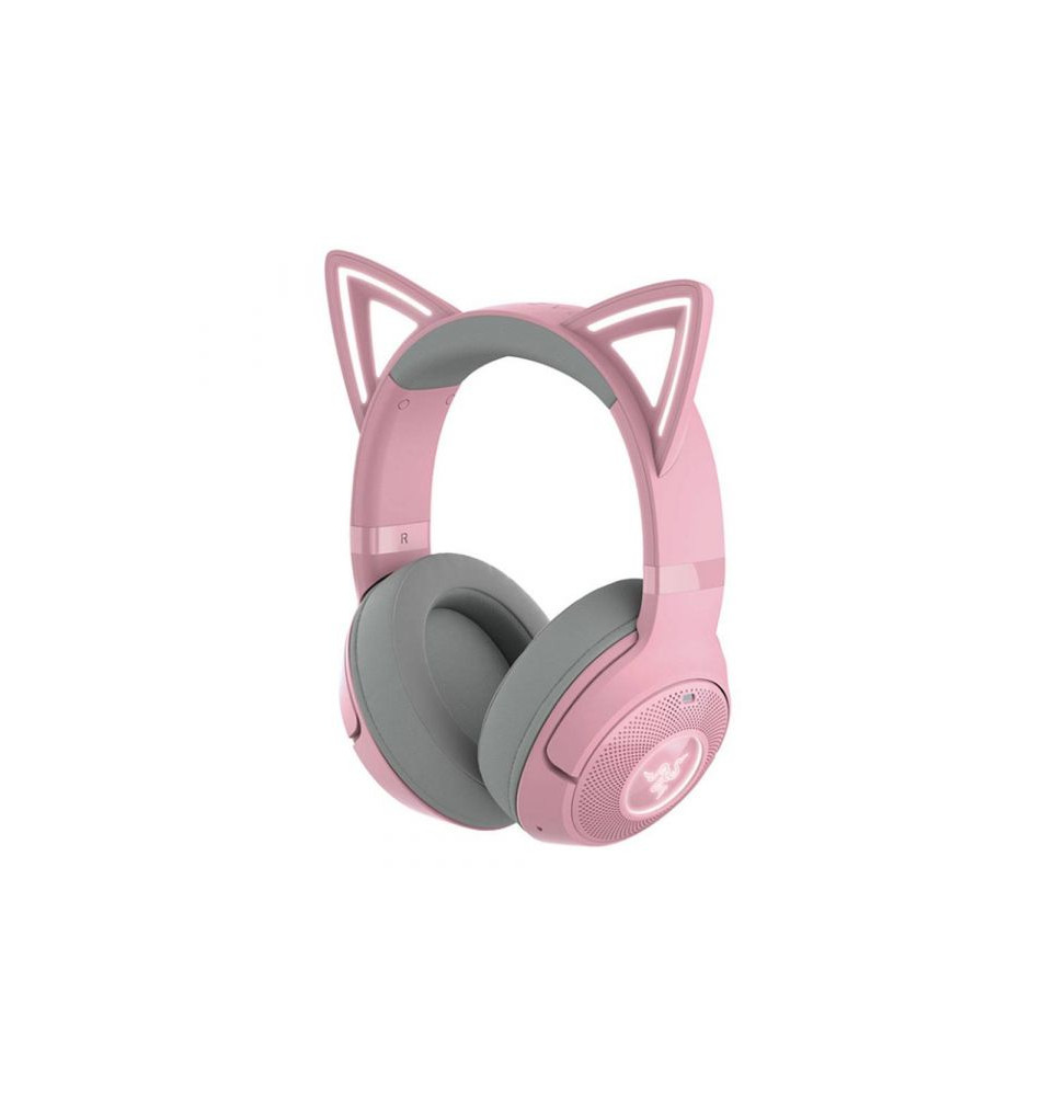Headset RAZER Kraken Kitty V2 BT Quartz Edition (Sem Fios - USB-C - Rosa)