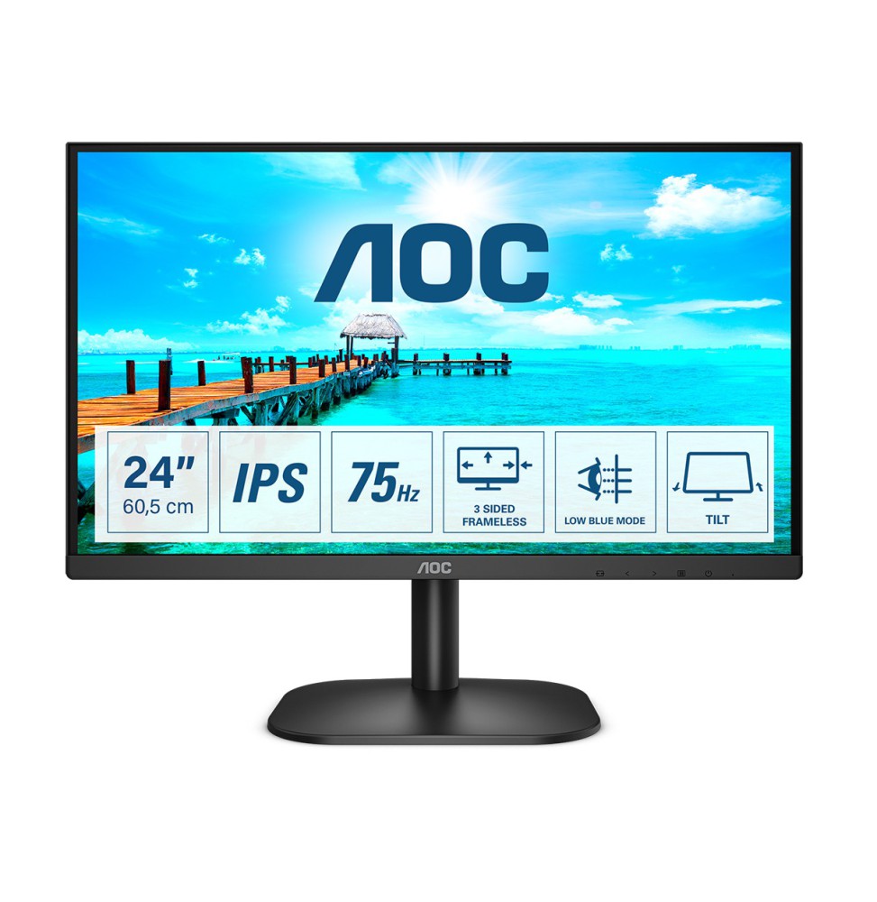 Monitor AOC 24B2XH LED 23,8" Full HD (Preto) - 24B2XH