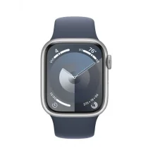 Apple Watch Series 9 GPS 41mm Alumínio Prateado c/ Bracelete Desportiva Azul Trovoada - M/L - MR913QL/A
