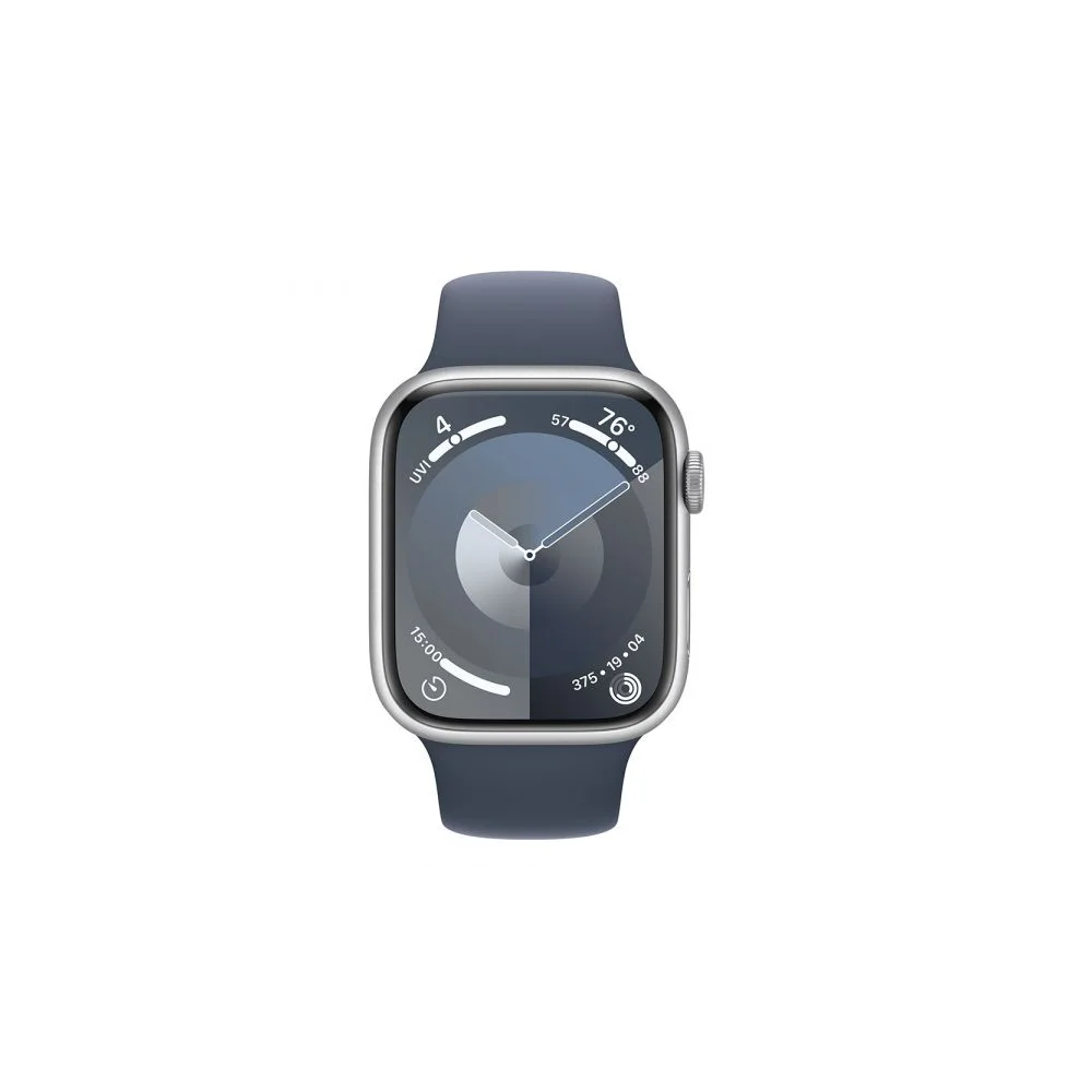 Apple Watch Series 9 GPS 45mm Alumínio Prateado c/ Bracelete Desportiva Azul Trovoada - S/M - MR9D3QL/A