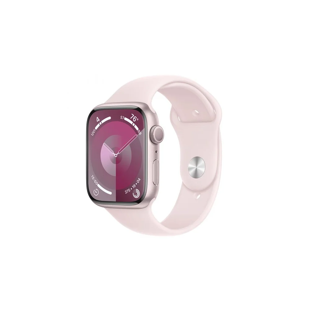 Apple Watch Series 9 GPS 45mm Alumínio Rosa c/ Bracelete Desportiva Rosa Claro - S/M - MR9G3QL/A