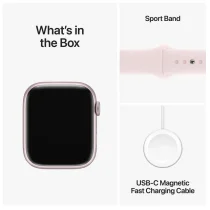 Apple Watch Series 9 GPS 45mm Alumínio Rosa c/ Bracelete Desportiva Rosa Claro - S/M - MR9G3QL/A