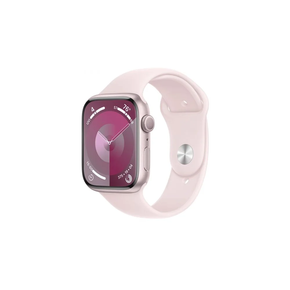 Apple Watch Series 9 GPS 45mm Alumínio Rosa c/ Bracelete Desportiva Rosa Claro - M/L - MR9H3QL/A