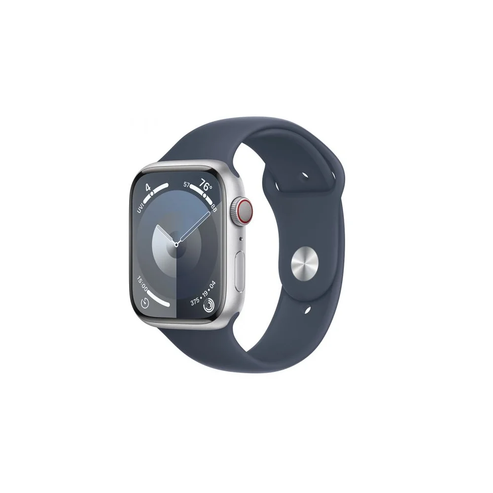 Apple Watch Series 9 GPS + Cellular 45mm Alumínio Prateado c/ Bracelete Desportiva Azul Trovoada - S/M - MRMG3QL/A