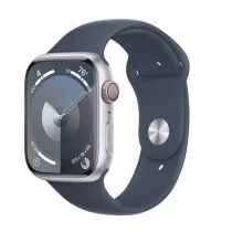Apple Watch Series 9 GPS + Cellular 45mm Alumínio Prateado c/ Bracelete Desportiva Azul Trovoada - M/L - MRMH3QL/A