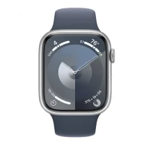 Apple Watch Series 9 GPS + Cellular 45mm Alumínio Prateado c/ Bracelete Desportiva Azul Trovoada - M/L - MRMH3QL/A