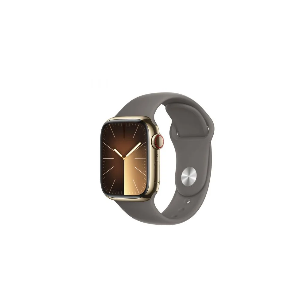 Apple Watch Series 9 GPS + Cellular 41mm Aço Inoxidável Dourado c/ Bracelete Desportiva Barro - M/L - MRJ63QL/A